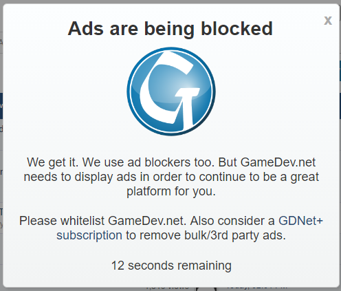 Ad Blocking and GameDev.net