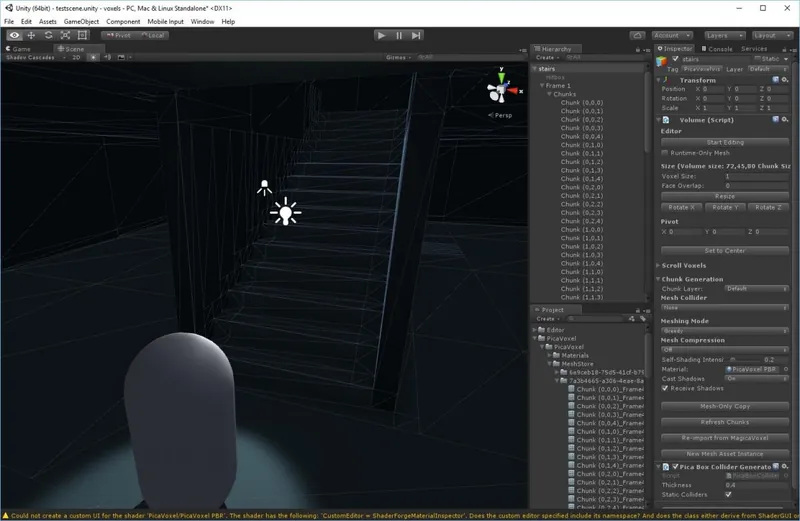 Generating BoxColliders for PicaVoxel-imported objects in Unity3D