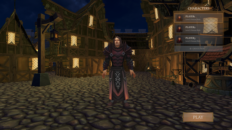 WIP Character Creation / Selection screen