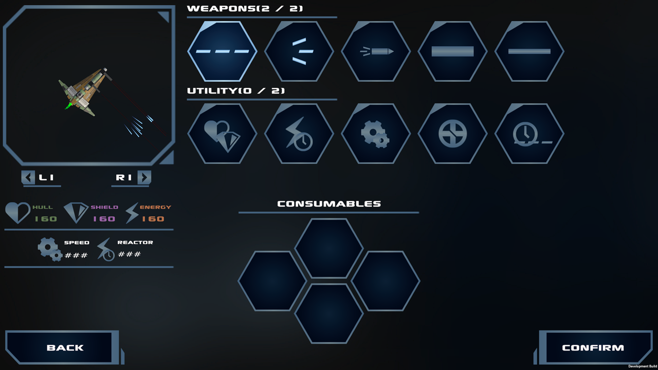 Chromatic Galaxy, ship selection / customization and UI