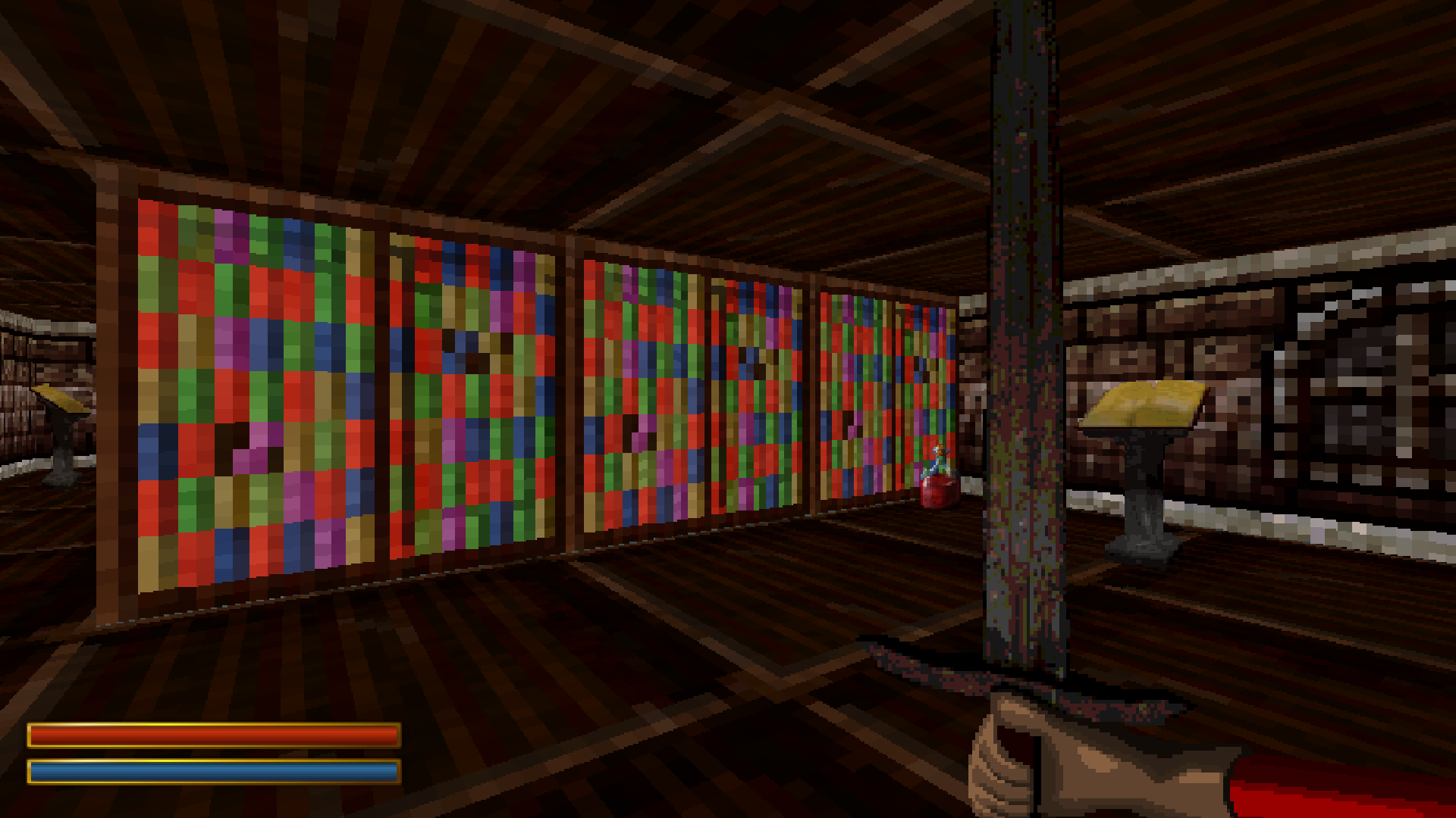 A screenshot that shows the old, colorful version of the bookshelves.