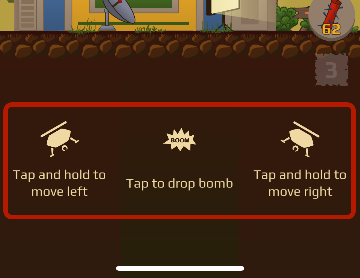 Tap control hint for game Drone Attack Pig Irruption