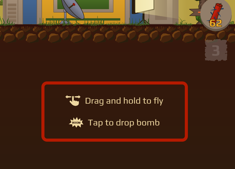 Drag control hint for game Drone Attack Pig Irruption