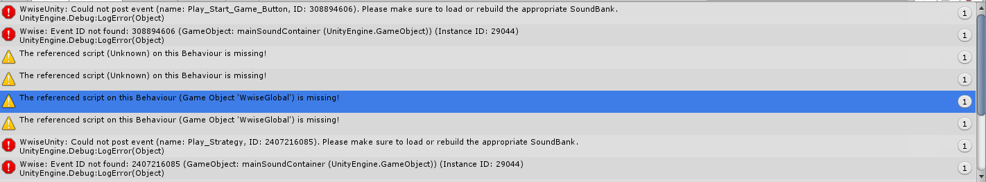 WwiseUnity: Could not post event. Please make sure to load or rebuild the appropriate SoundBank