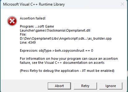 Assertion failed when adding default copy constructor