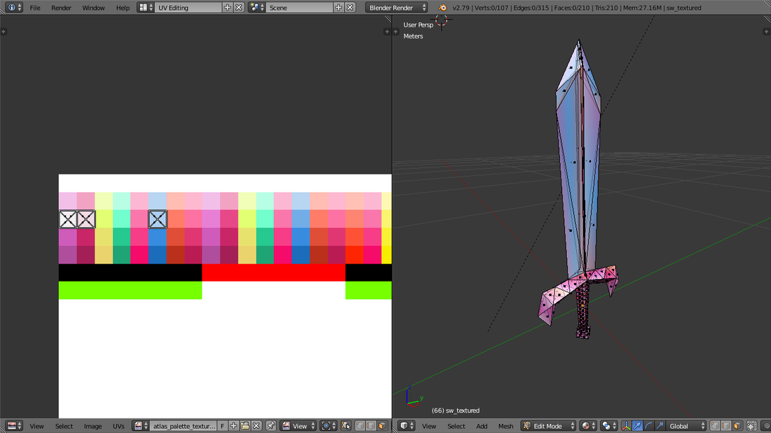 The sword's model and UV map