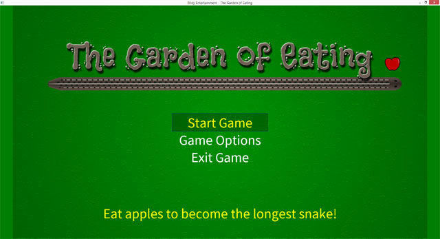 Snake - The game menu
