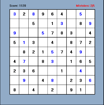 Windows Sudoku game
