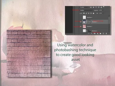Using watercolor and photobashing technique to create good looking asset