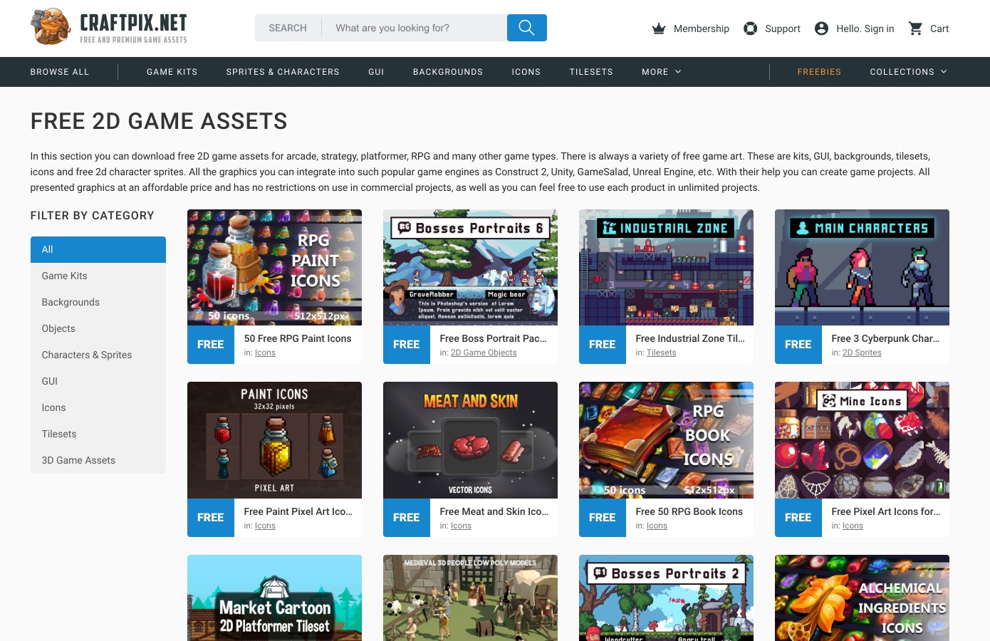 Top 10 Best 2D Game Asset sites
